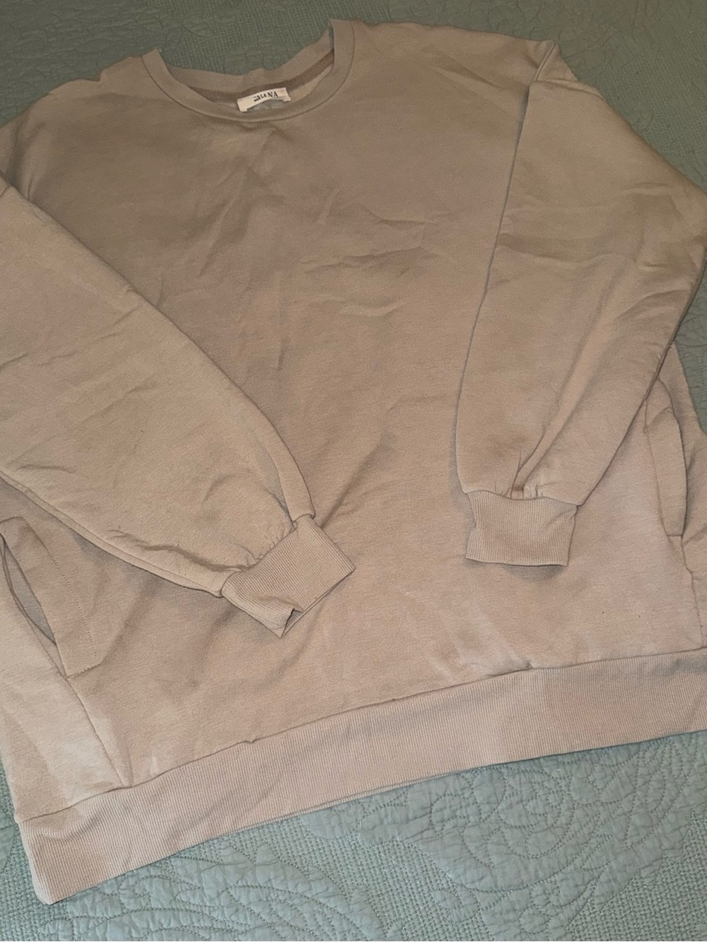 Zenana Outfitters Oversized Crewneck Sweatshirt in Taupe - Picture 3 of 4